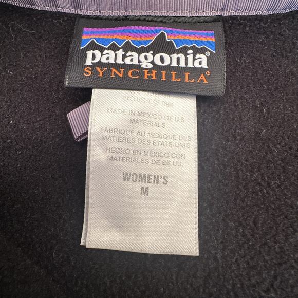 Patagonia Synchilla Pullover Sweatshirt Womens Medium Black 1/4 Closure Teal - Picture 4 of 16